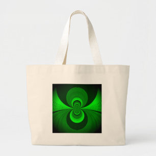 Abstract Bright Green Groovy Kaleidoscope Patroon Grote Tote Bag