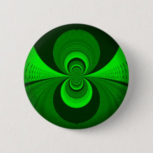 Abstract Bright Green Groovy Kaleidoscope Patroon Ronde Button 5,7 Cm