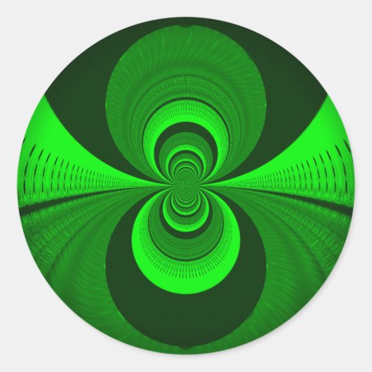 Abstract Bright Green Groovy Kaleidoscope Patroon Ronde Sticker (Voorkant)