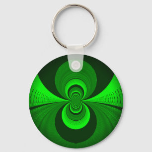Abstract Bright Green Groovy Kaleidoscope Patroon Sleutelhanger
