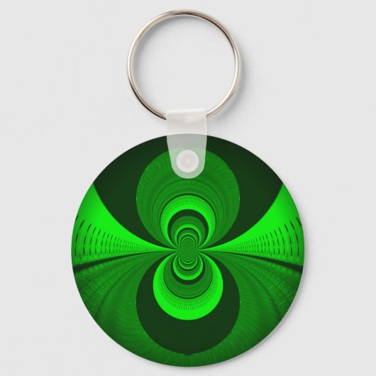 Abstract Bright Green Groovy Kaleidoscope Patroon Sleutelhanger (Voorkant)
