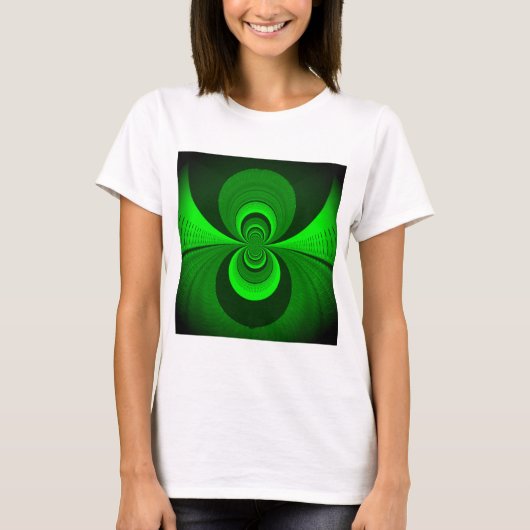 Abstract Bright Green Groovy Kaleidoscope Patroon T-shirt (Voorkant)