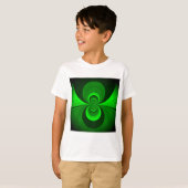 Abstract Bright Green Groovy Kaleidoscope Patroon T-shirt (Voorkant volledig)