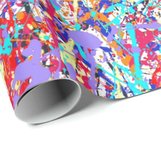 Abstract Bright Paint Splatter Cadeaupapier (Rol Hoek)
