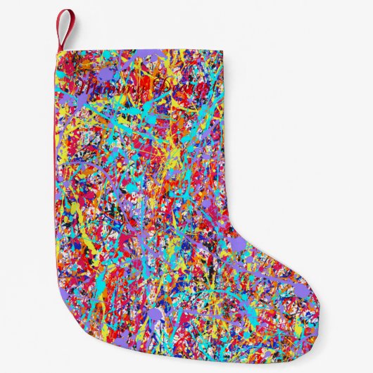 Abstract Bright Paint Splatter Kleine Kerstsok (Voorkant)