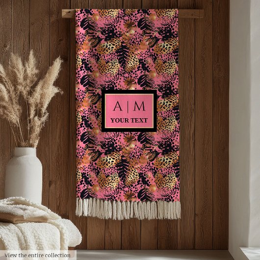 Abstract bright watercolor leopard skin throw fleece deken