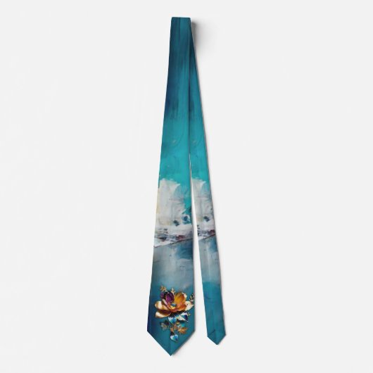 Abstract brons, goud-blauwe barokstijl stropdas (Voorkant)