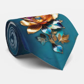 Abstract brons, goud-blauwe barokstijl stropdas (Opgerold)