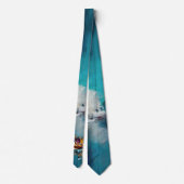 Abstract brons, goud-blauwe barokstijl stropdas (Achterkant)