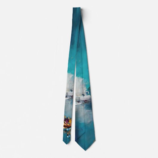 Abstract brons, goud-blauwe barokstijl stropdas (Achterkant)