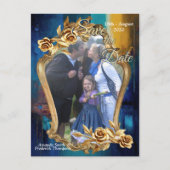 Abstract brons, goudblauw Barok stijl Aankondigingskaart (Voorkant)