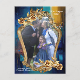 Abstract brons, goudblauw Barok stijl Aankondigingskaart