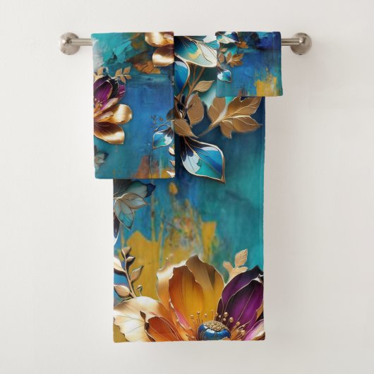 Abstract brons, goudblauw Barok stijl Bad Handdoek (Insitu)