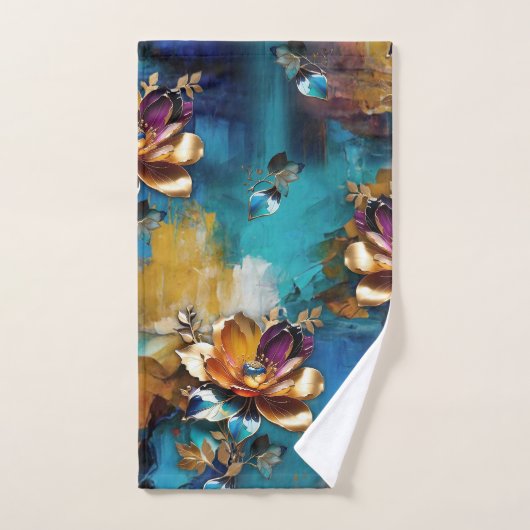 Abstract brons, goudblauw Barok stijl Bad Handdoek (Handdoek)