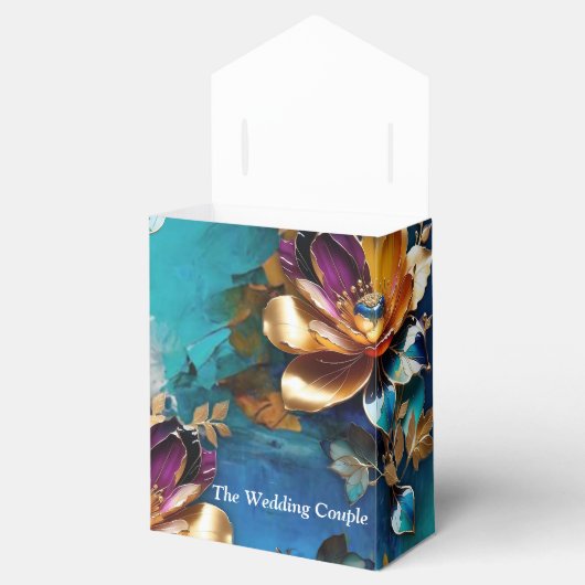 Abstract brons, goudblauw Barok stijl Bedankdoosjes (Geopend)