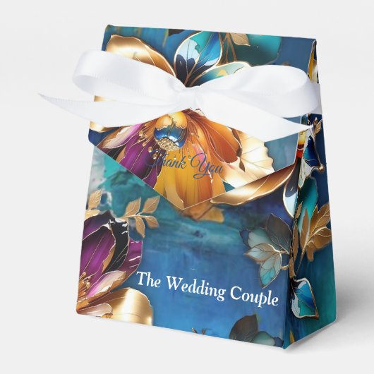 Abstract brons, goudblauw Barok stijl Bedankdoosjes (Voorkant Zijde)