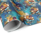 Abstract brons, goudblauw Barok stijl Cadeaupapier (Rol Hoek)