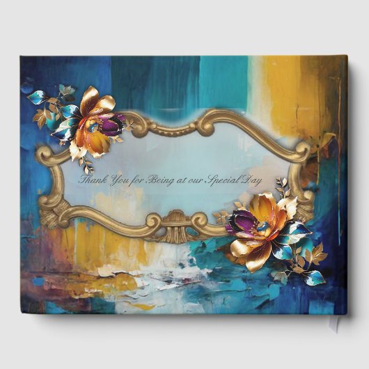 Abstract brons, goudblauw Barok stijl Gastenboek (Achterkant)