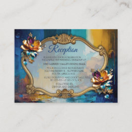 Abstract brons, goudblauw Barok stijl Informatiekaartje