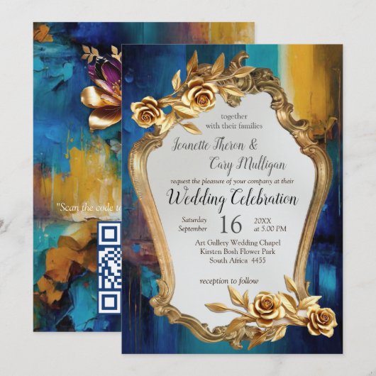 Abstract brons, goudblauw Barok stijl Kaart (Voorkant / Achterkant)