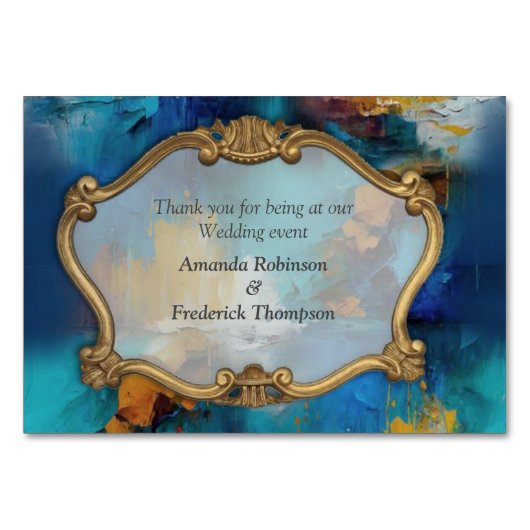 Abstract brons, goudblauw Barok stijl Kaart (Achterkant)
