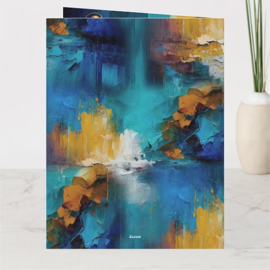 Abstract brons, goudblauw Barok stijl Kaart (Achterkant)