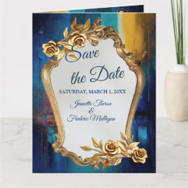 Abstract brons, goudblauw Barok stijl Kaart