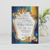 Abstract brons, goudblauw Barok stijl Kaart (Staand voorkant)