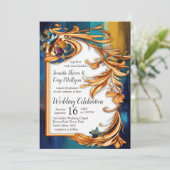 Abstract brons, goudblauw Barok stijl Kaart (Staand voorkant)