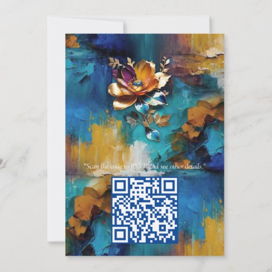 Abstract brons, goudblauw Barok stijl Kaart (Achterkant)