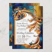 Abstract brons, goudblauw Barok stijl Kaart (Voorkant / Achterkant)