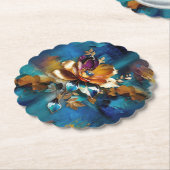 Abstract brons, goudblauw Barok stijl Kartonnen Onderzetters (Gekanteld)