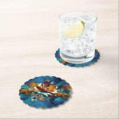 Abstract brons, goudblauw Barok stijl Kartonnen Onderzetters (Insitu)