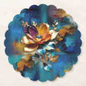 Abstract brons, goudblauw Barok stijl Kartonnen Onderzetters (Voorkant)