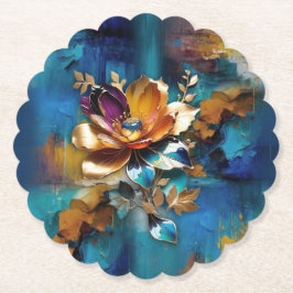 Abstract brons, goudblauw Barok stijl Kartonnen Onderzetters