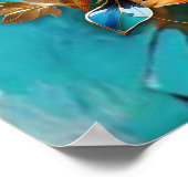 Abstract brons, goudblauw Barok stijl Poster (Hoek)