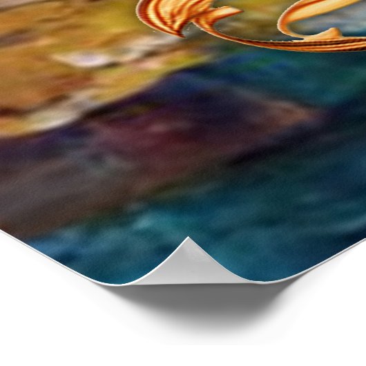 Abstract brons, goudblauw Barok stijl Poster (Hoek)