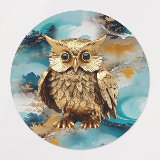 Abstract brons, goudblauwe barokstijl labels (Design 1)