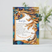 Abstract brons, goudblauwe barokstijl RSVP kaartje (Staand voorkant)