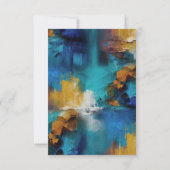 Abstract brons, goudblauwe barokstijl RSVP kaartje (Achterkant)