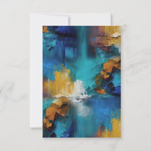 Abstract brons, goudblauwe barokstijl RSVP kaartje (Achterkant)