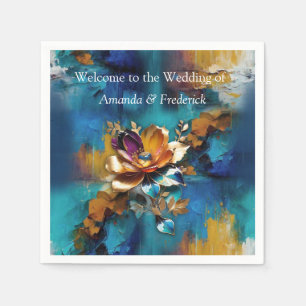 Abstract brons, goudblauwe barokstijl servet