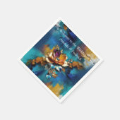 Abstract brons, goudblauwe barokstijl servet (Hoek)