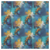 Abstract brons, goudblauwe barokstijl stof (Swatch)