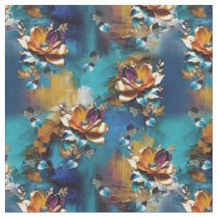 Abstract brons, goudblauwe barokstijl stof