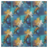 Abstract brons, goudblauwe barokstijl stof (Swatch)
