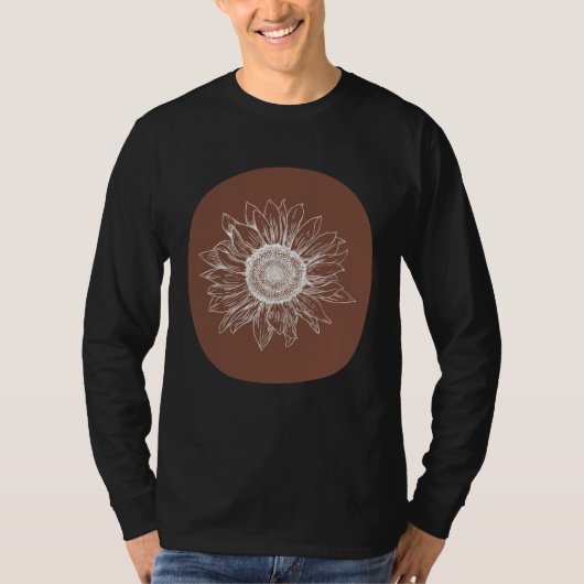 Abstract Brown Pastel Boho Sunflower Minimalistic T-shirt (Voorkant)