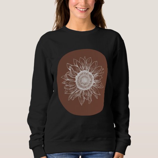 Abstract Brown Pastel Boho Sunflower Minimalistic  Trui (Voorkant)
