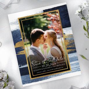 Abstract Bruiloft Bewaar de Datum Uitnodigingen   