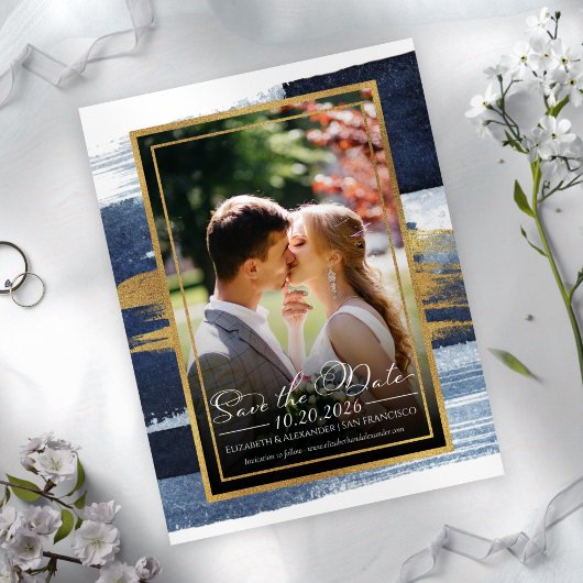 Abstract Bruiloft Bewaar de Datum Uitnodigingen | 